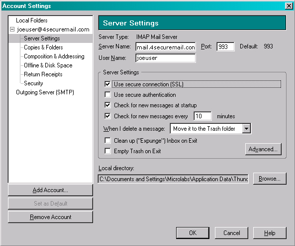 mozilla mail POP screenshot