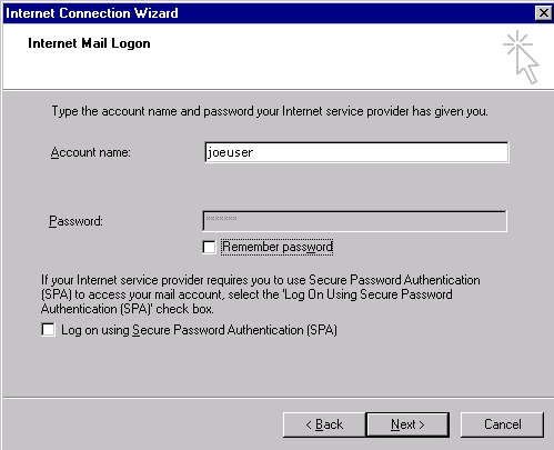 Outlook Express POP mail screenshot
